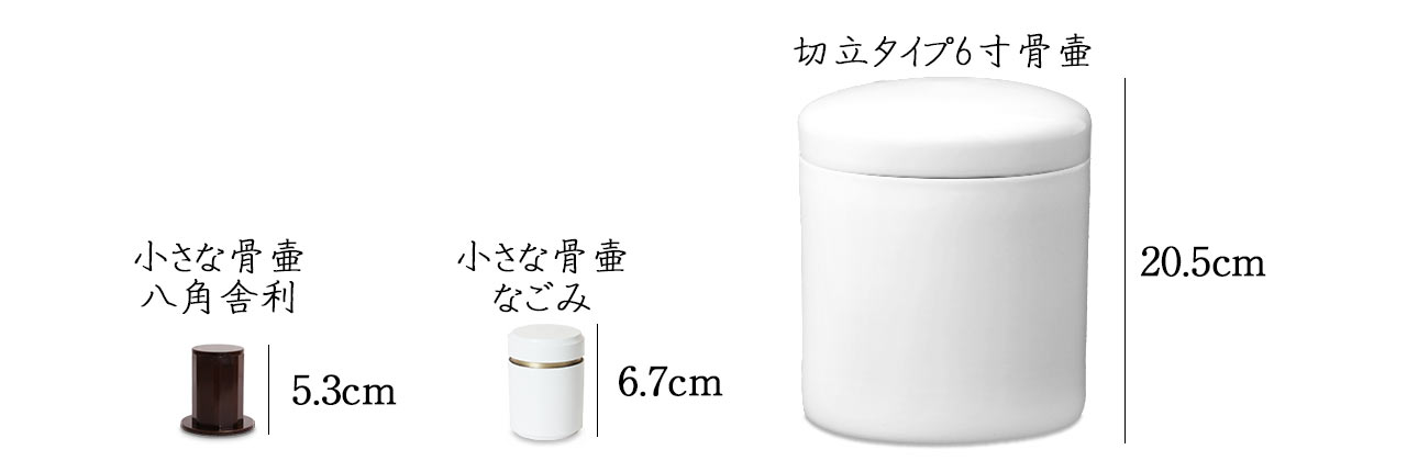 手元供養品の骨壷の大きさ比較